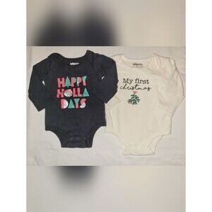 Indigo Baby Size 3-6 Months Holiday 1st Christmas 2 Piece Bodysuits Bundle